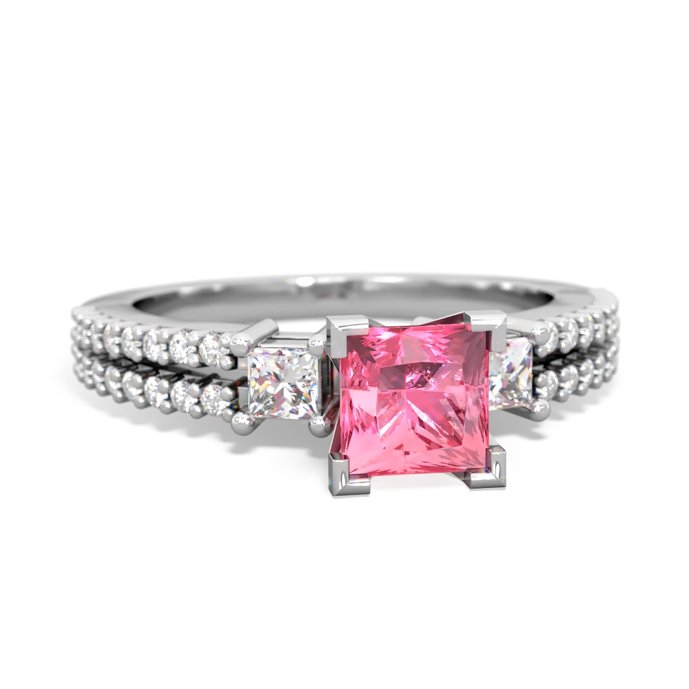 Lab Pink Sapphire Classic 5Mm Square Engagement 14K White Gold ring R26435SQ