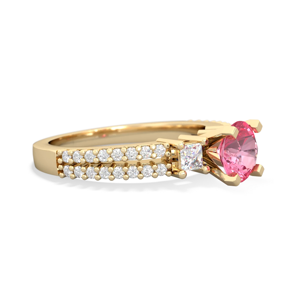 Lab Pink Sapphire Classic 6Mm Round Engagement 14K Yellow Gold ring R26436RD