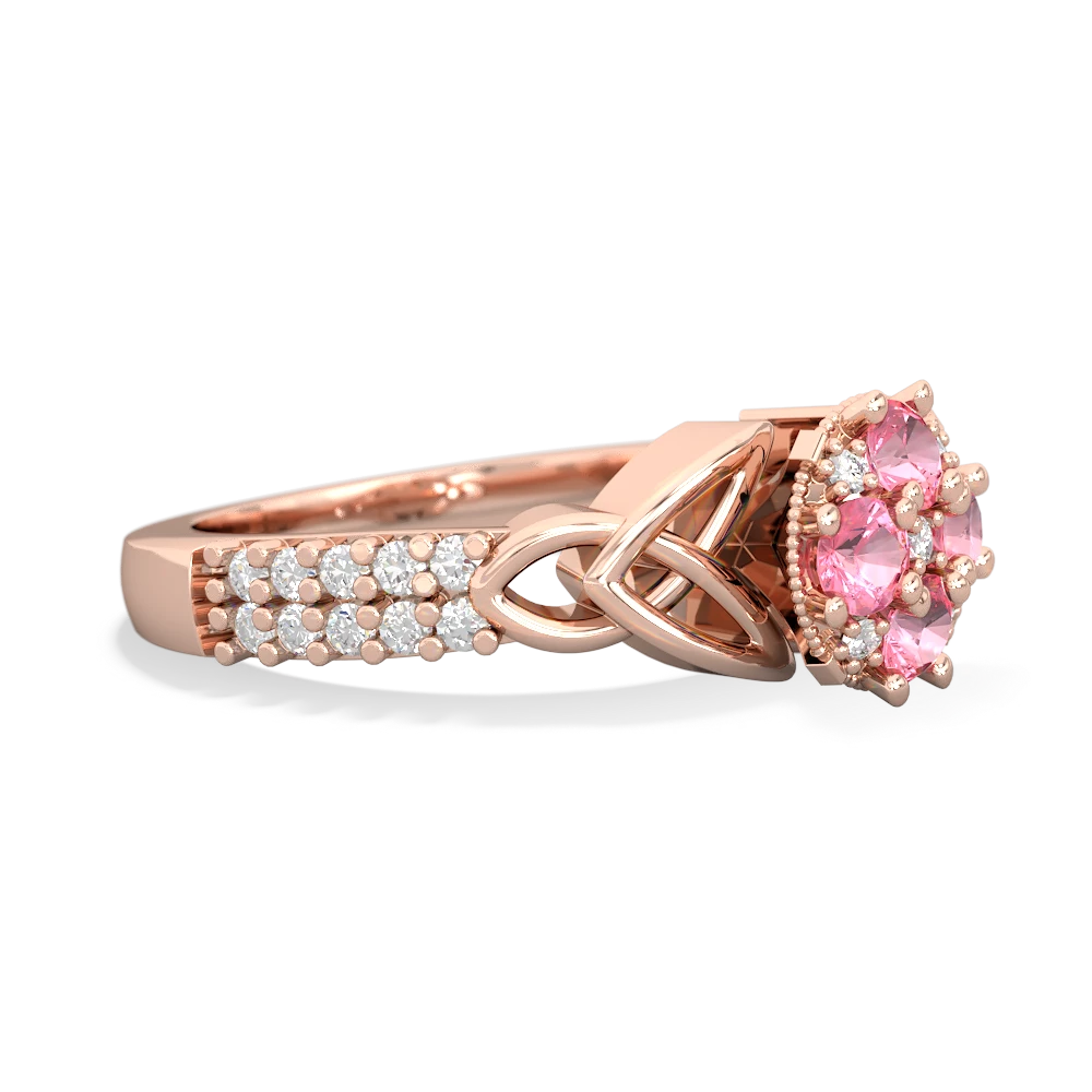 Lab Pink Sapphire Celtic Knot Cluster Engagement 14K Rose Gold ring R26443RD