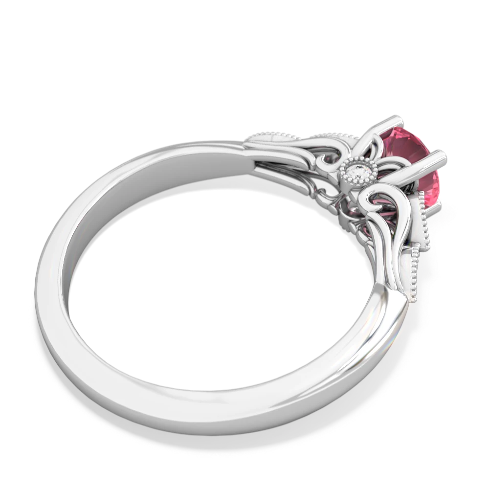 Lab Pink Sapphire Antique Elegance 14K White Gold ring R3100