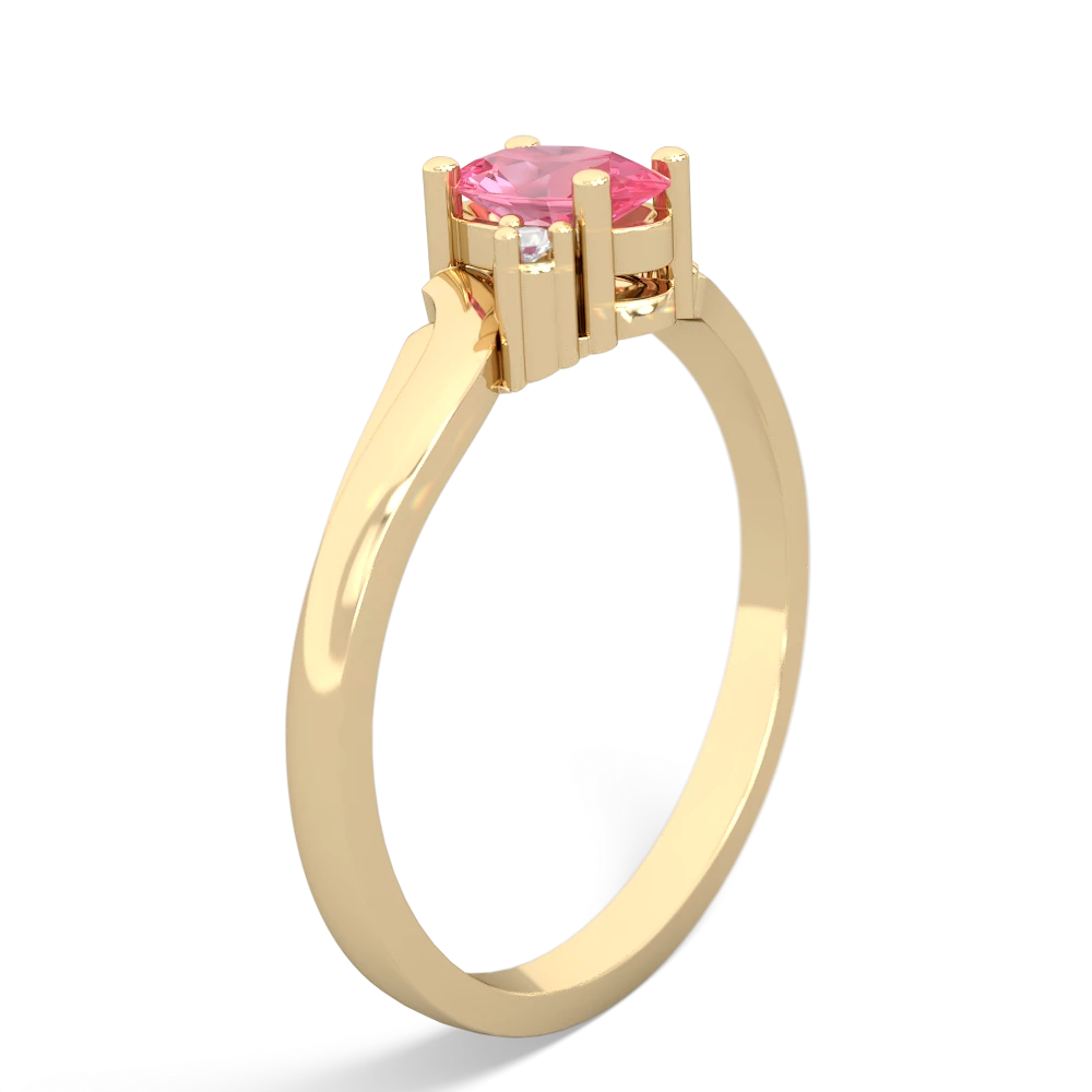 Lab Pink Sapphire Elegant Swirl 14K Yellow Gold ring R2173