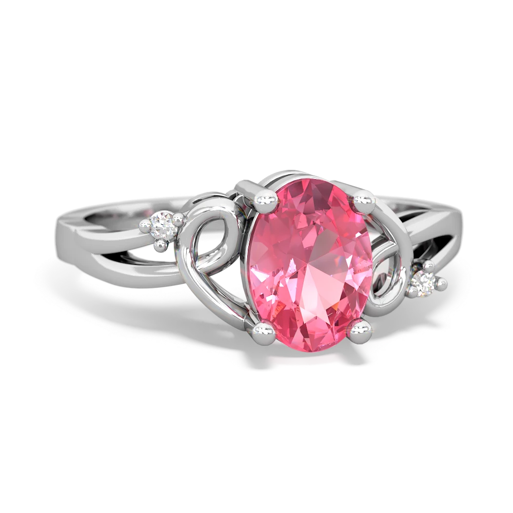 Lab Pink Sapphire Swirls 14K White Gold ring R2347