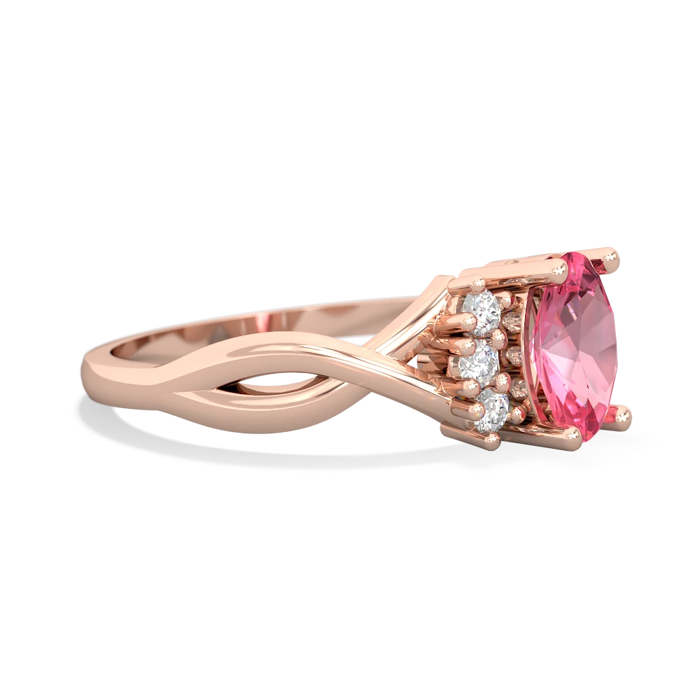 Lab Pink Sapphire Victorian Twist 14K Rose Gold ring R2497