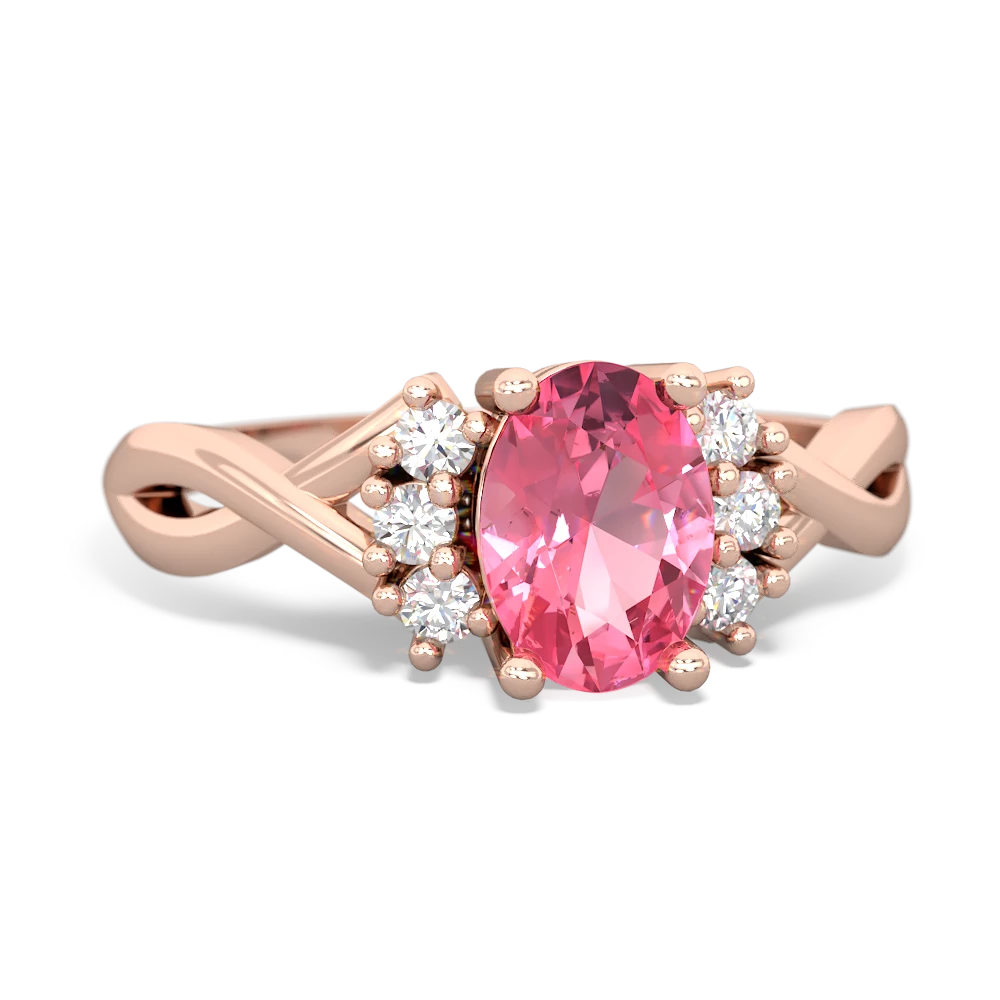 Lab Pink Sapphire Victorian Twist 14K Rose Gold ring R2497