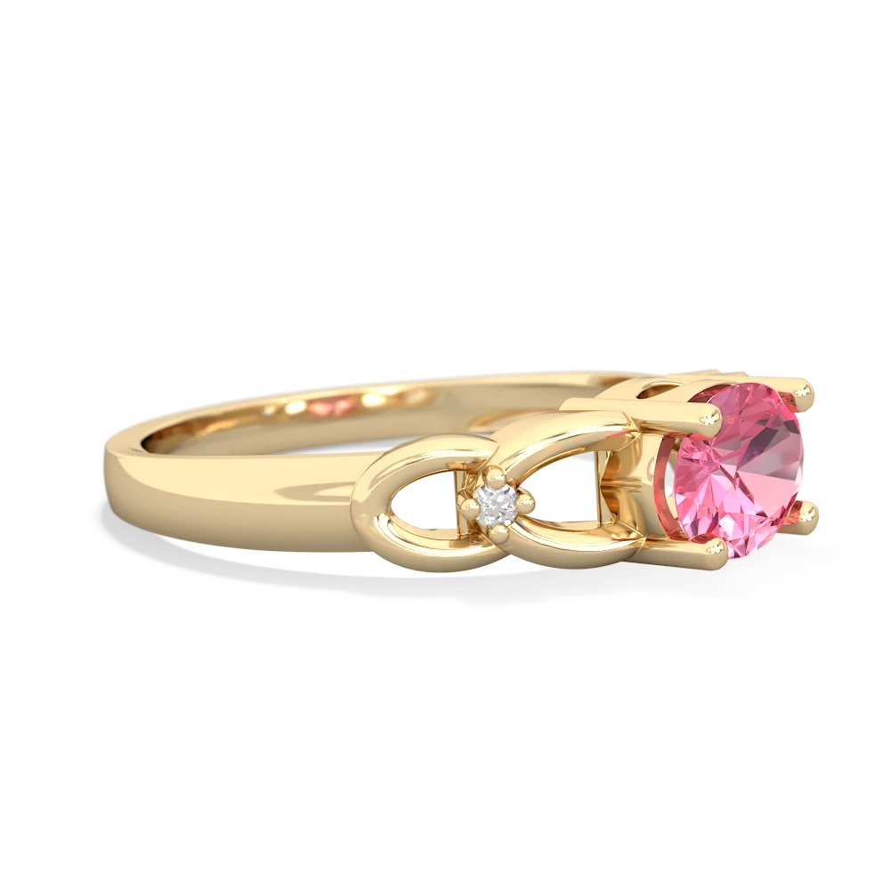 Lab Pink Sapphire Links 14K Yellow Gold ring R4032