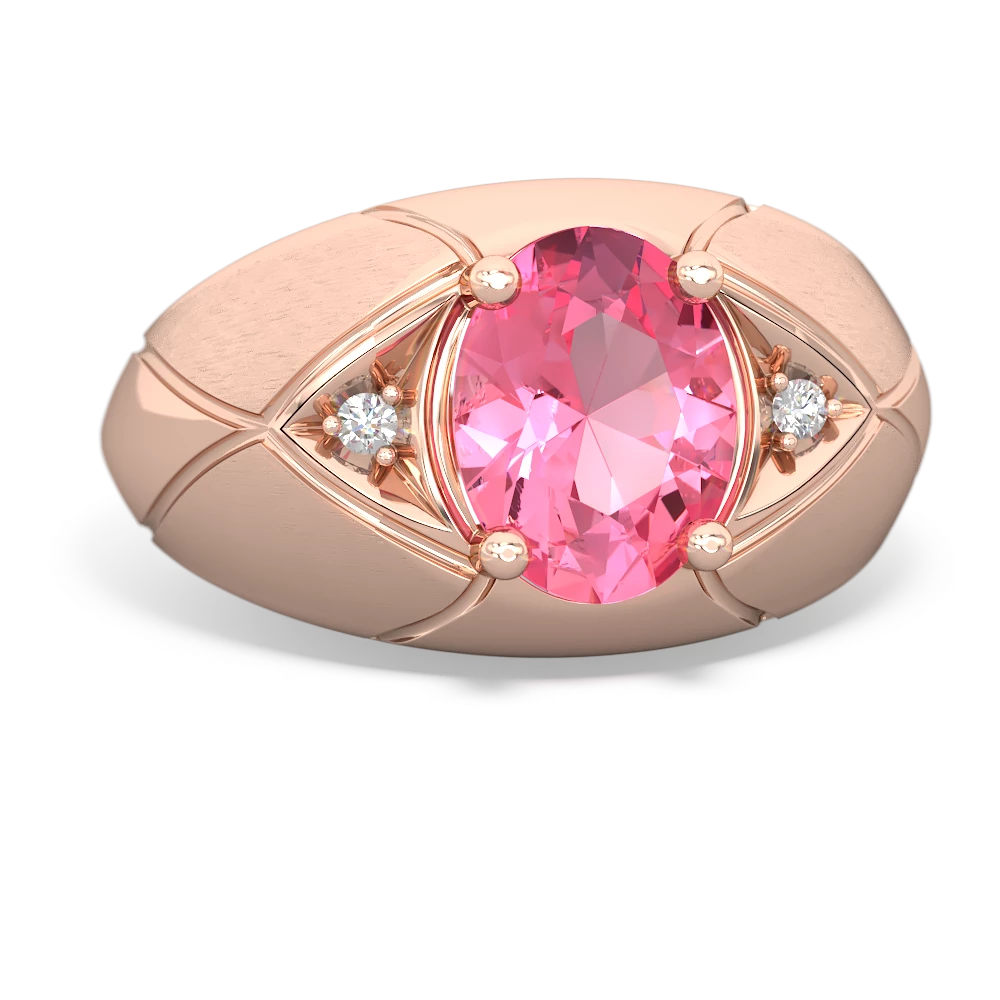 Lab Pink Sapphire Men's Crossroads 14K Rose Gold ring R0361