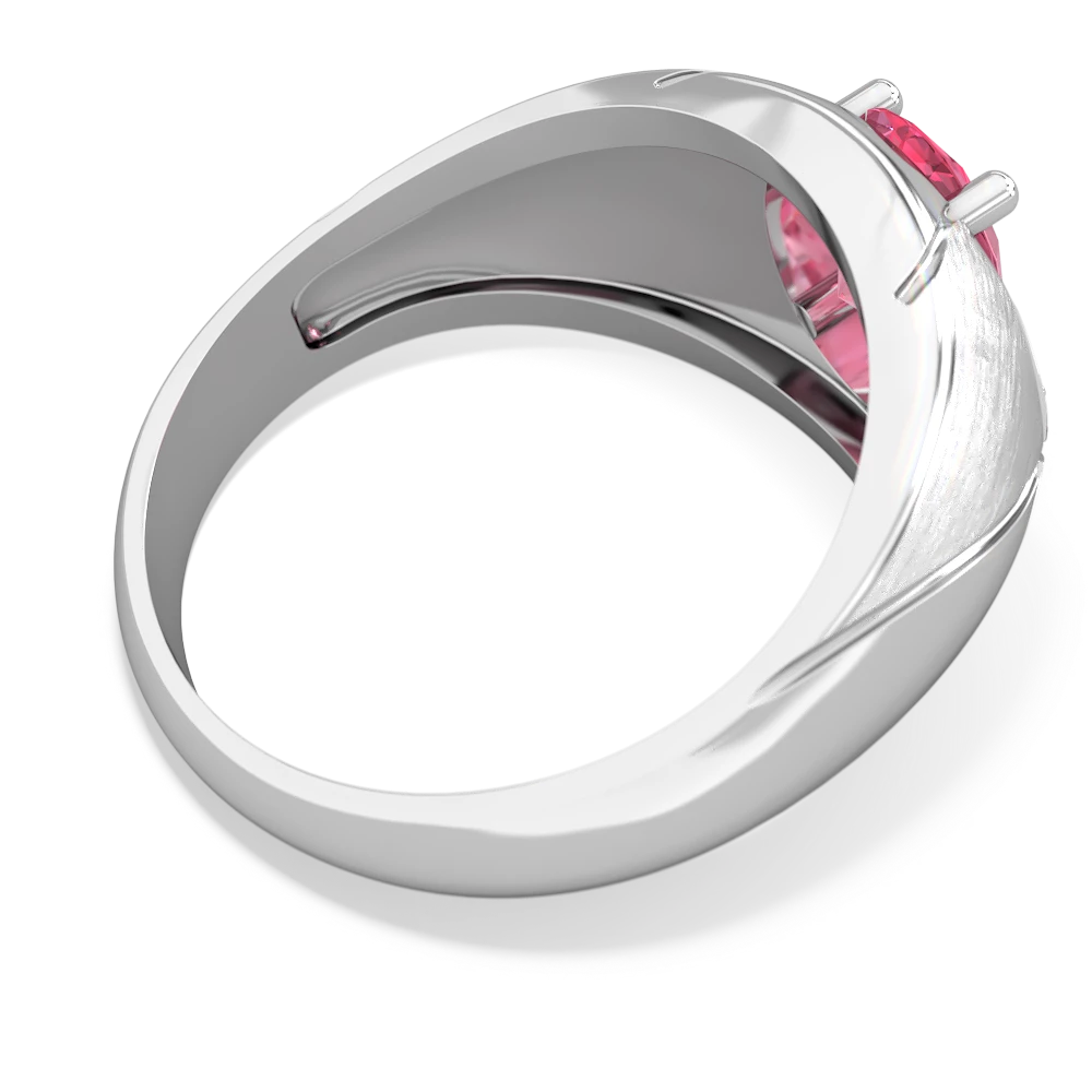 Lab Pink Sapphire Men's Crossroads 14K White Gold ring R0361