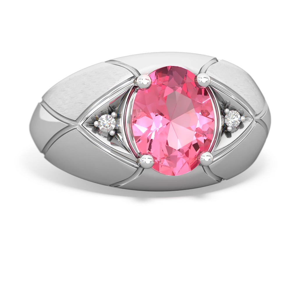 Lab Pink Sapphire Men's Crossroads 14K White Gold ring R0361