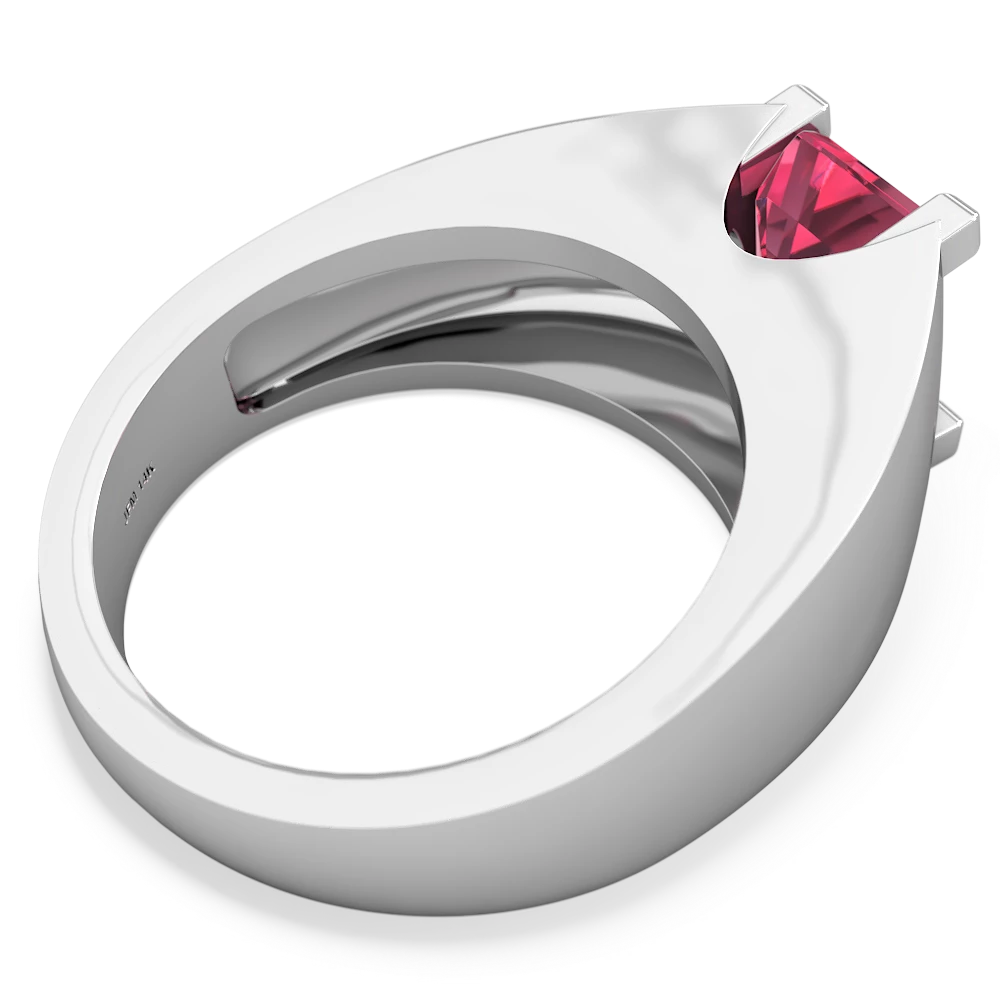 Lab Pink Sapphire Men's 14K White Gold ring R1836