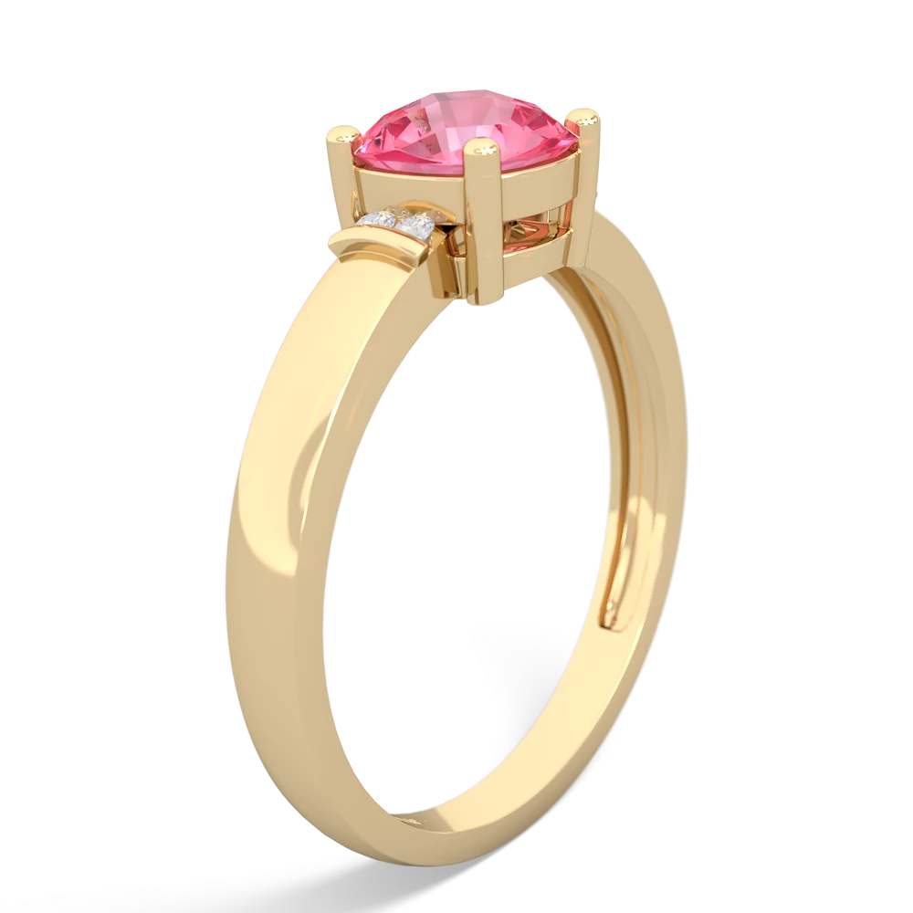 Lab Pink Sapphire Simply Elegant Cushion 14K Yellow Gold ring R2489