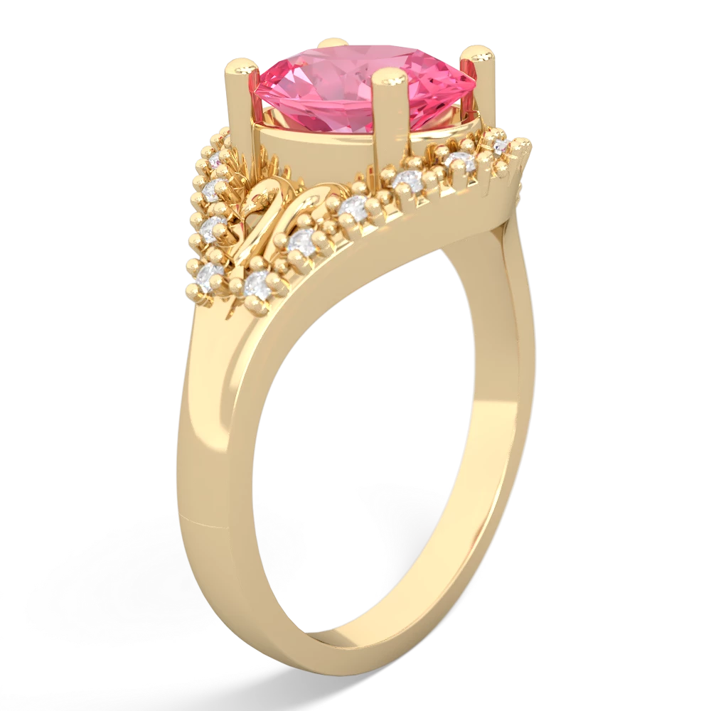 Lab Pink Sapphire Antique Style Cocktail 14K Yellow Gold ring R2564