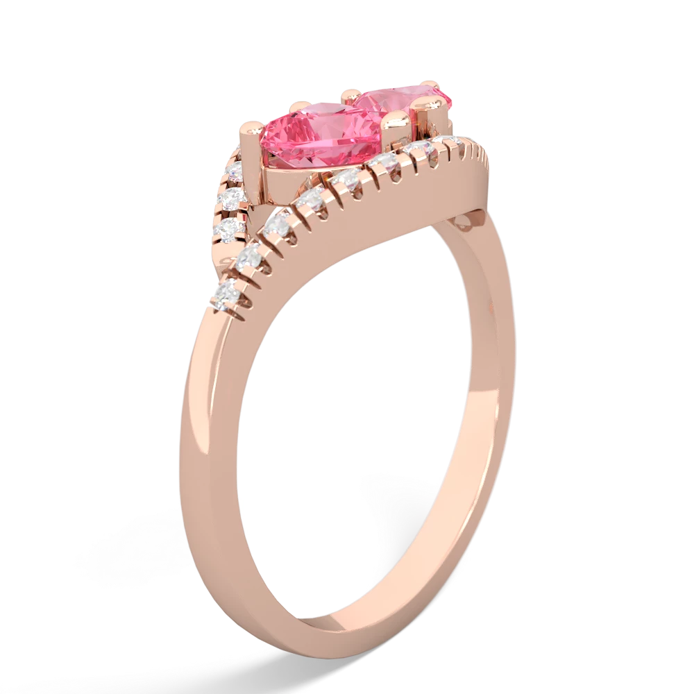 Lab Pink Sapphire Mother And Child 14K Rose Gold ring R3010