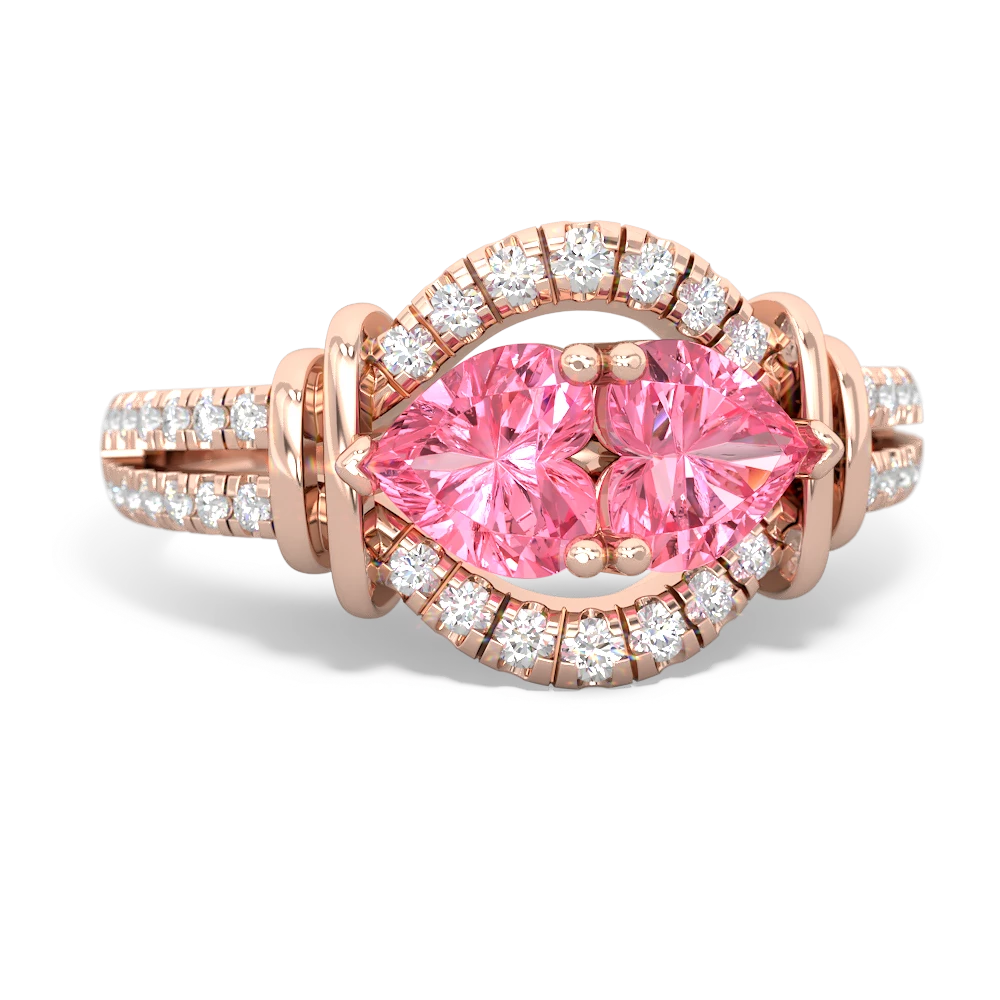 Lab Pink Sapphire Art-Deco Keepsake 14K Rose Gold ring R5630