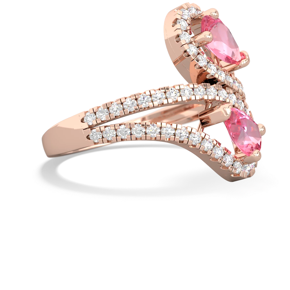 Lab Pink Sapphire Diamond Dazzler 14K Rose Gold ring R3000