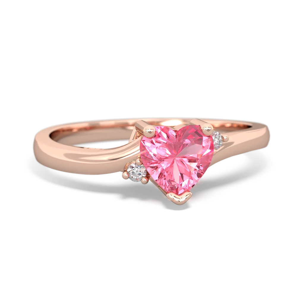 Lab Pink Sapphire Delicate Heart 14K Rose Gold ring R0203