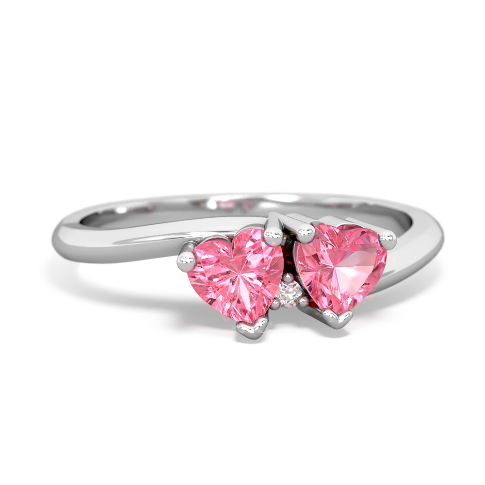 Lab Pink Sapphire Sweethearts 14K White Gold ring R5260