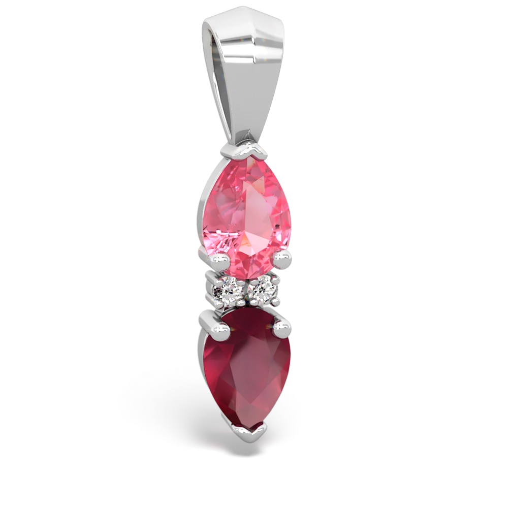 Lab Pink Sapphire Bowtie Drop 14K White Gold pendant P0865