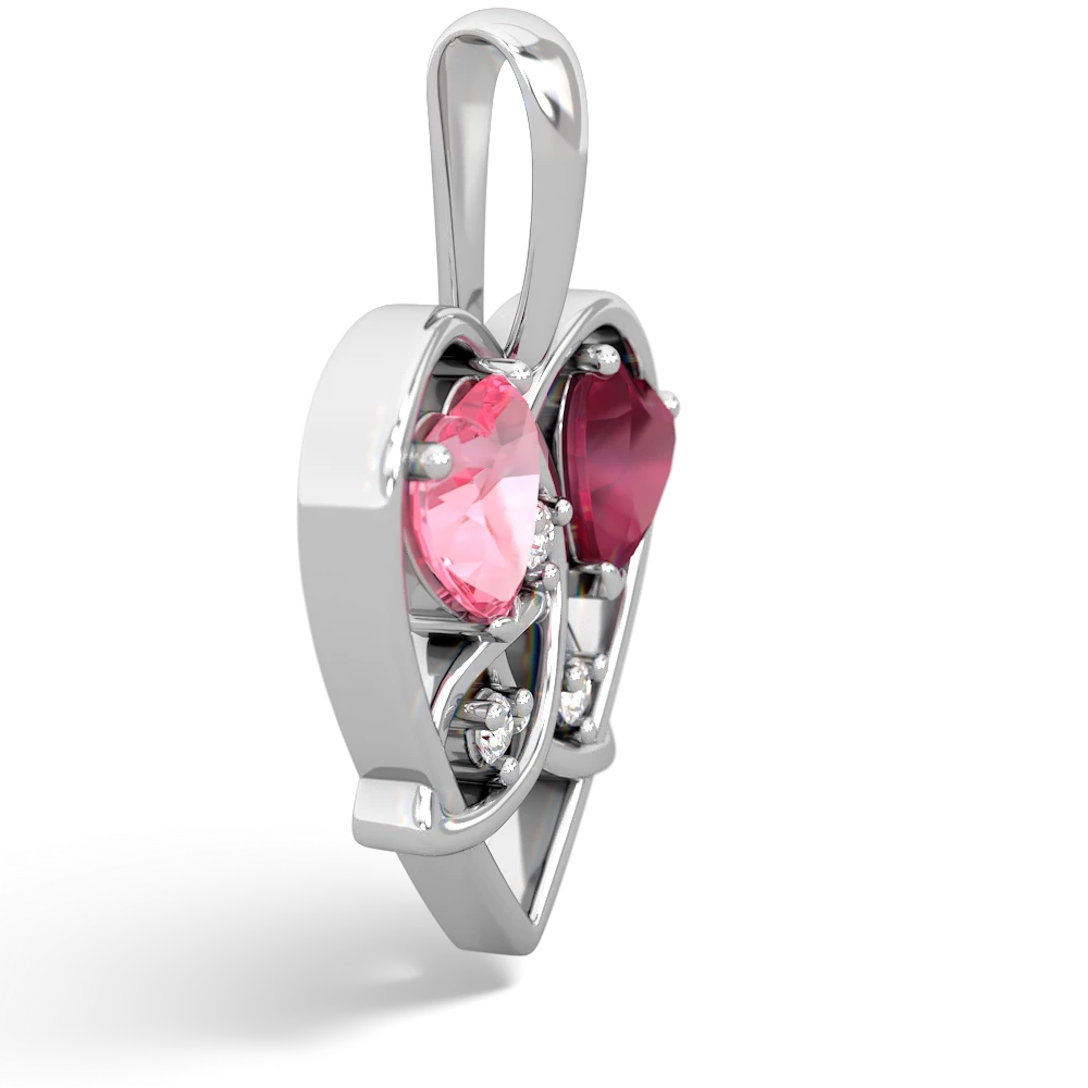 Lab Pink Sapphire Celtic Trinity Heart 14K White Gold pendant P5331