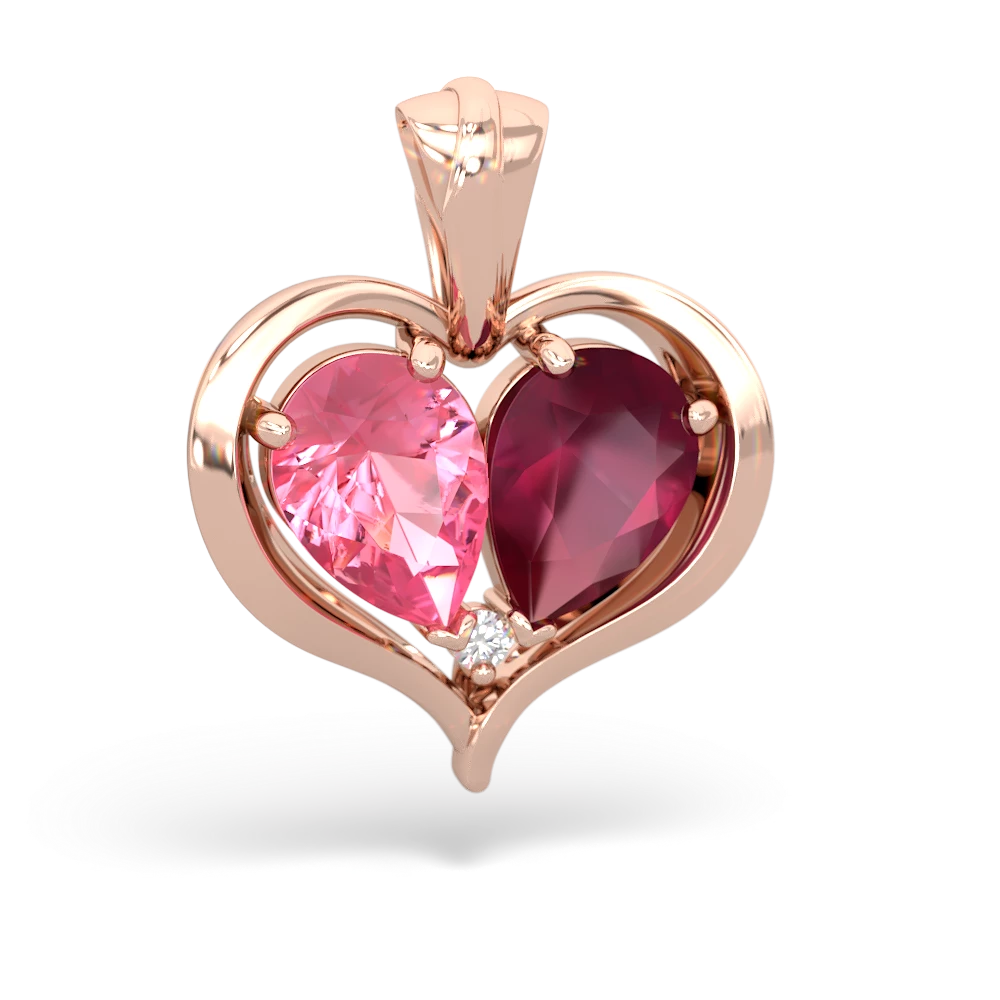 Lab Pink Sapphire Two Become One 14K Rose Gold pendant P5330