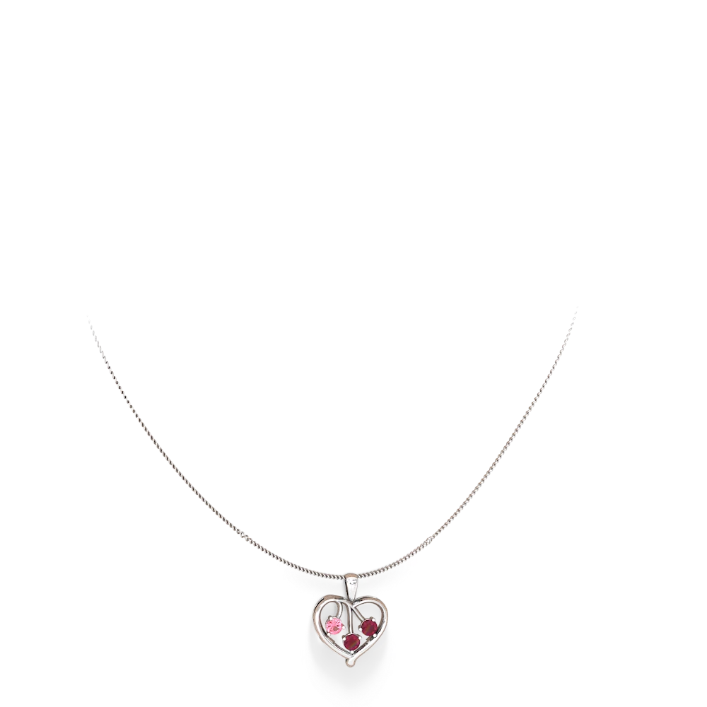 Lab Pink Sapphire Glowing Heart 14K White Gold pendant P2233