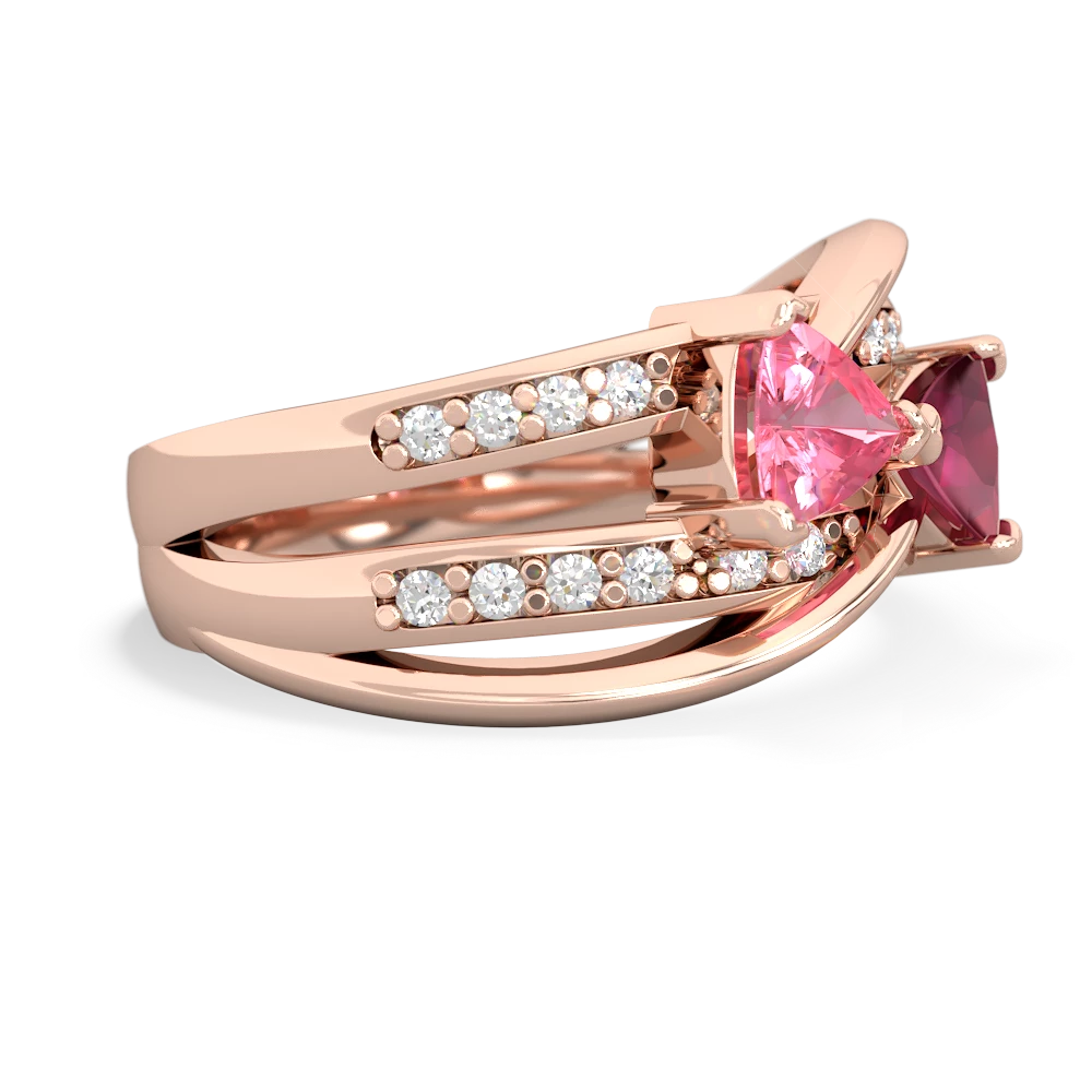 Lab Pink Sapphire Bowtie 14K Rose Gold ring R2360