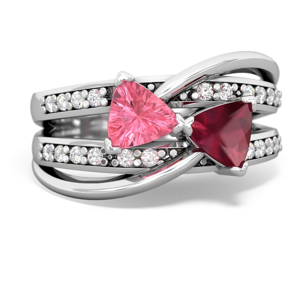 Lab Pink Sapphire Bowtie 14K White Gold ring R2360