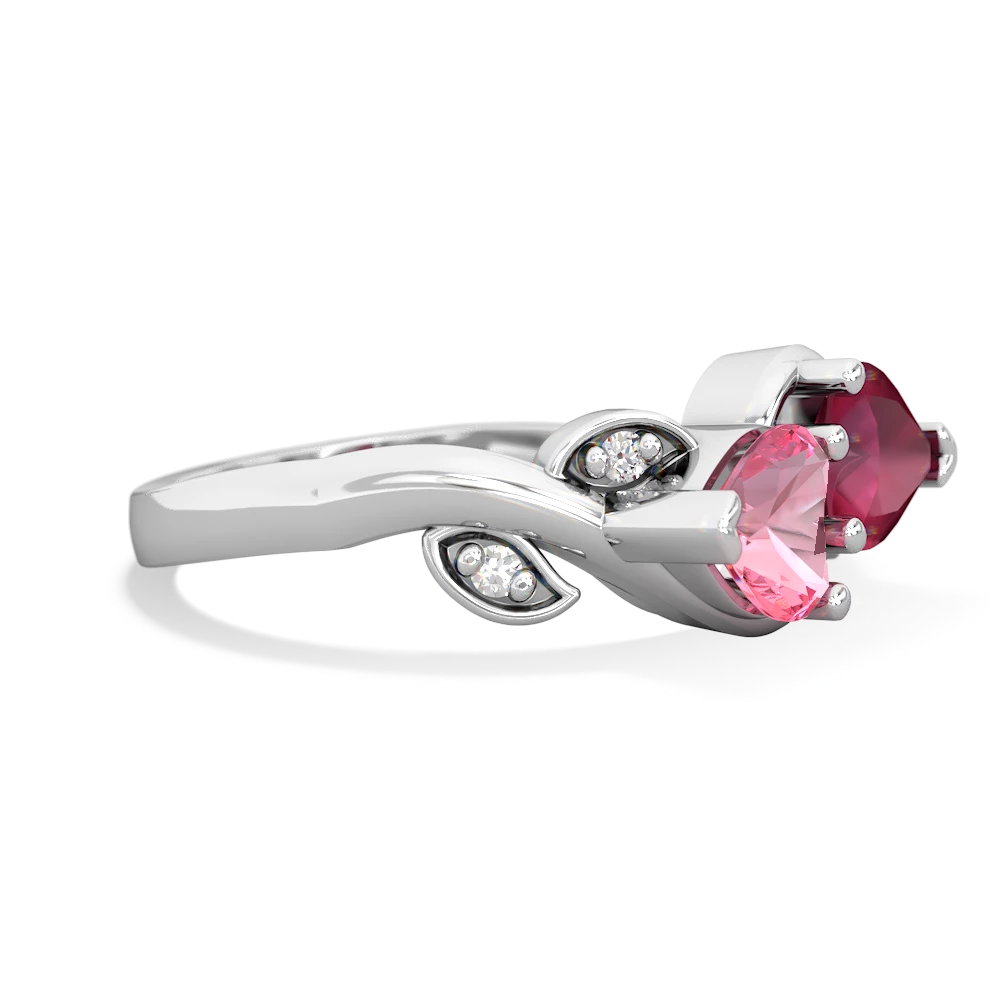 Lab Pink Sapphire Floral Elegance 14K White Gold ring R5790