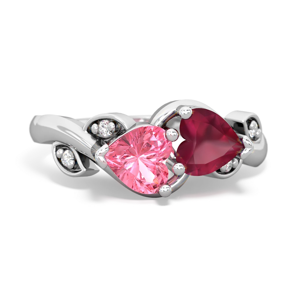 Lab Pink Sapphire Floral Elegance 14K White Gold ring R5790