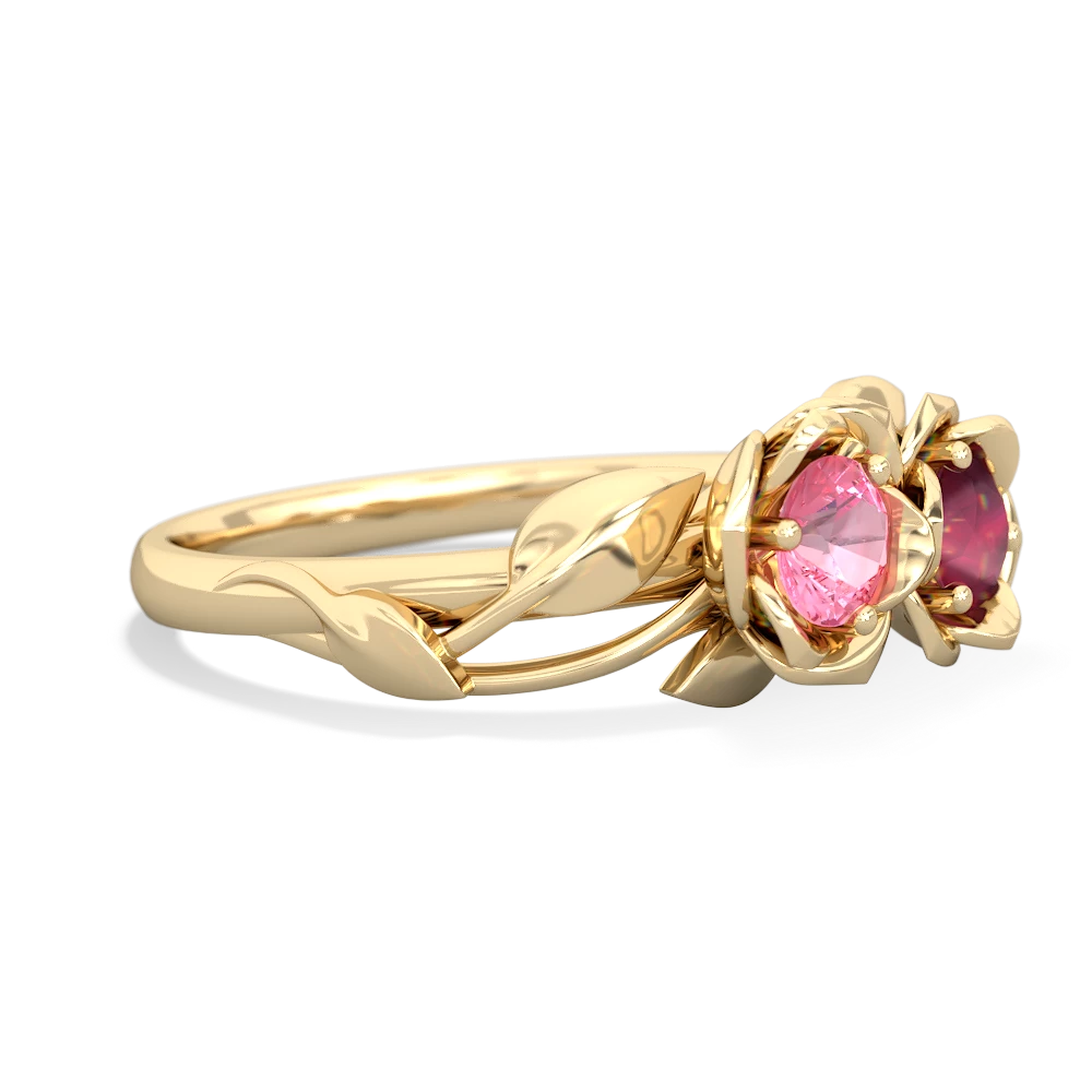 Lab Pink Sapphire Rose Garden 14K Yellow Gold ring R5510