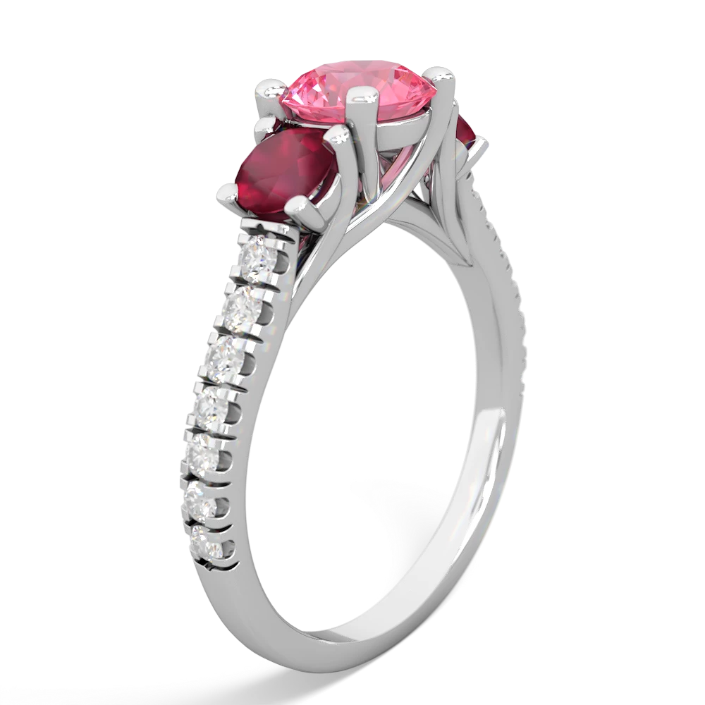 Lab Pink Sapphire Pave Trellis 14K White Gold ring R5500