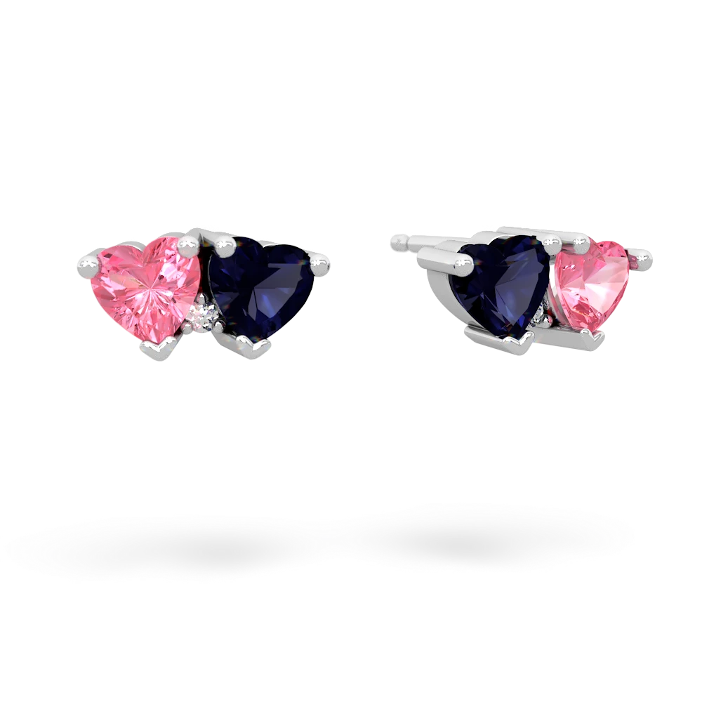 Lab Pink Sapphire Sweethearts 14K White Gold earrings E5260