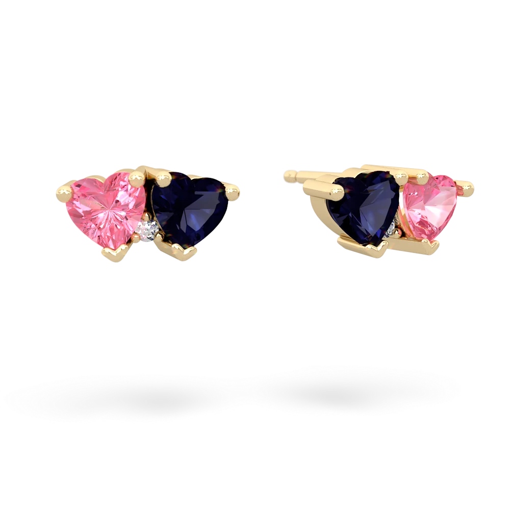 Lab Pink Sapphire Sweethearts 14K Yellow Gold earrings E5260