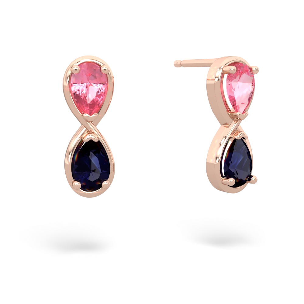 Lab Pink Sapphire Infinity 14K Rose Gold earrings E5050