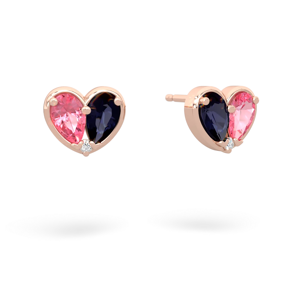 Lab Pink Sapphire 'Our Heart' 14K Rose Gold earrings E5072