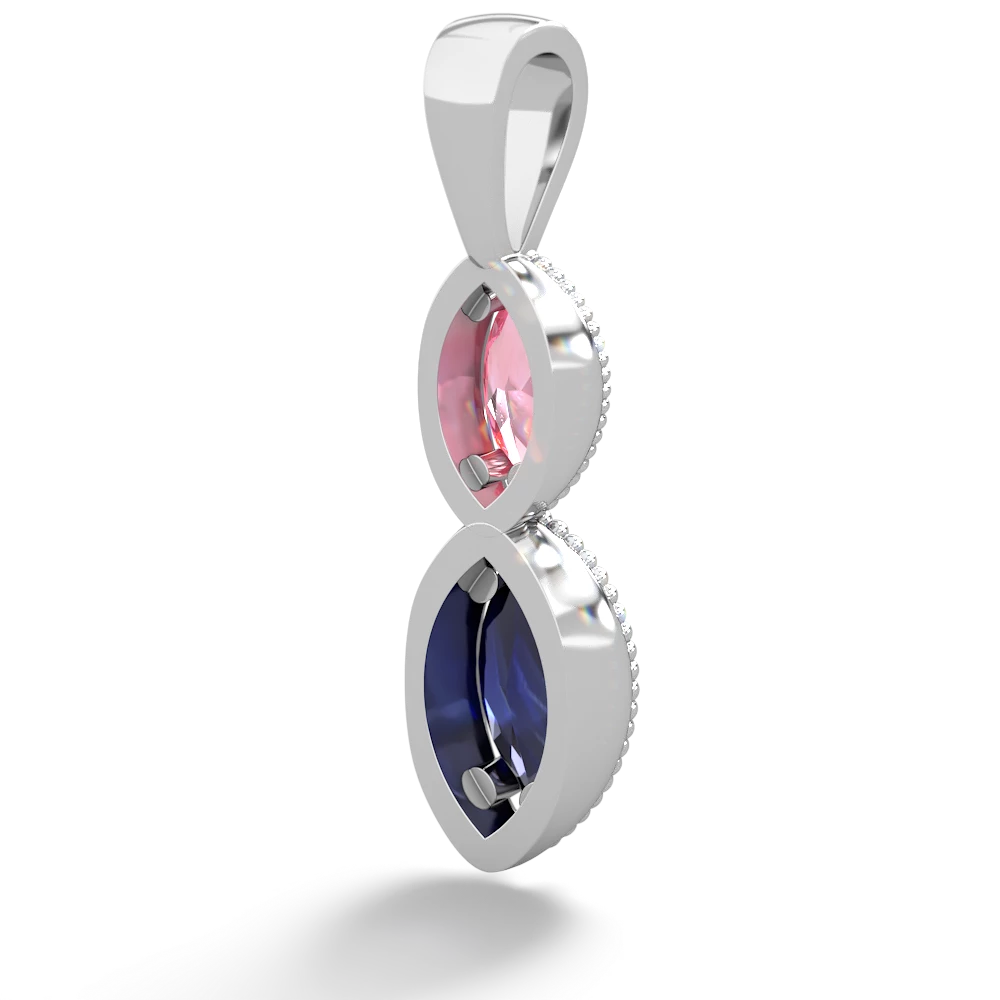 Lab Pink Sapphire Antique-Style Halo 14K White Gold pendant P5700