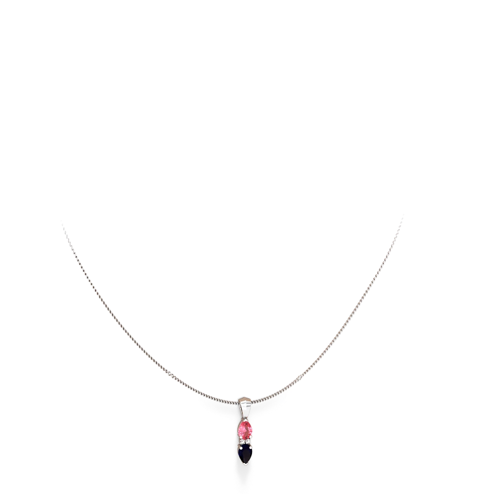 Lab Pink Sapphire Bowtie Drop 14K White Gold pendant P0865