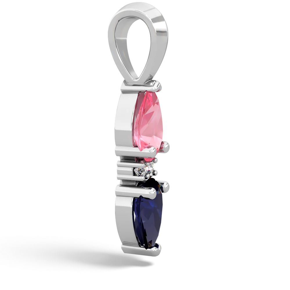 Lab Pink Sapphire Bowtie Drop 14K White Gold pendant P0865