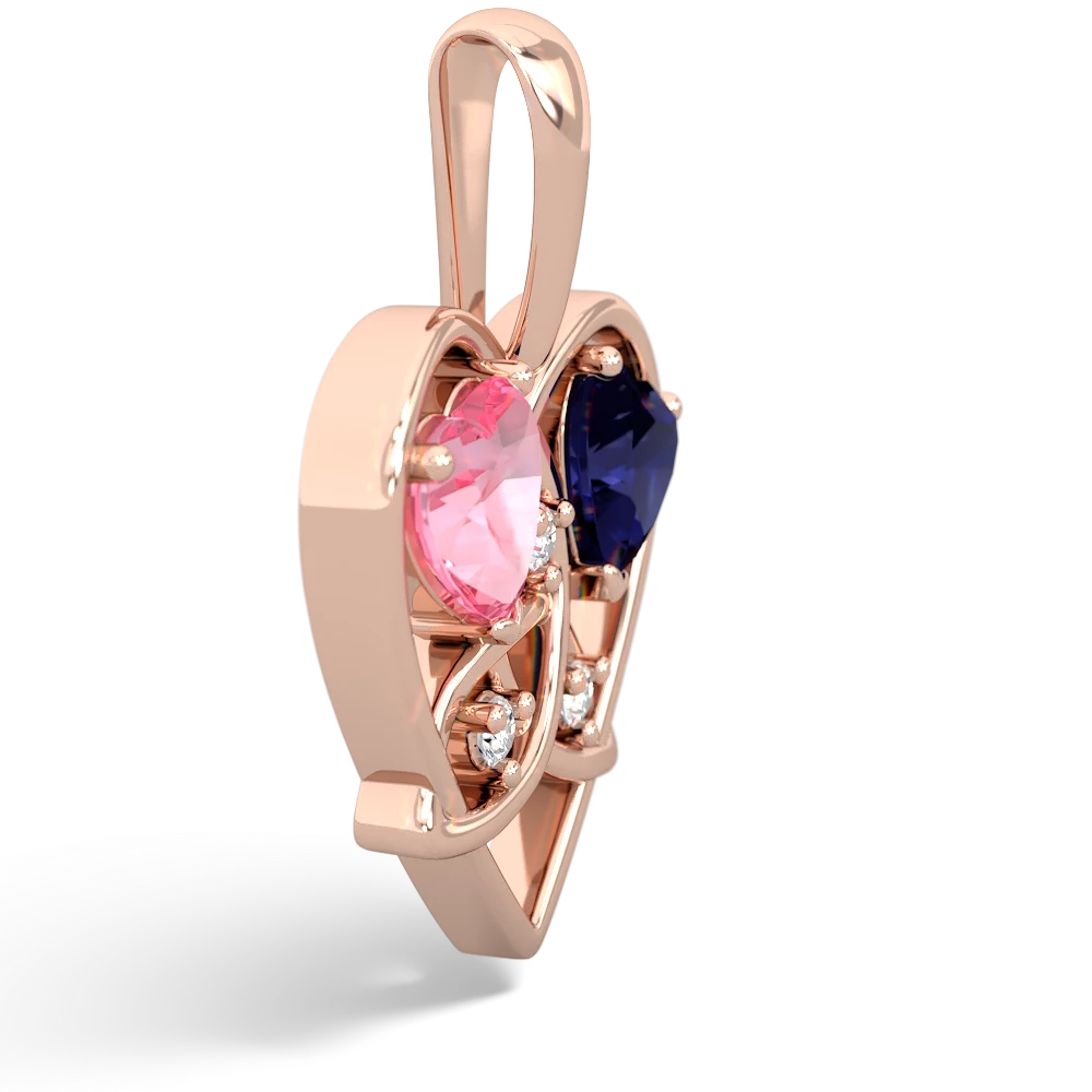 Lab Pink Sapphire Celtic Trinity Heart 14K Rose Gold pendant P5331