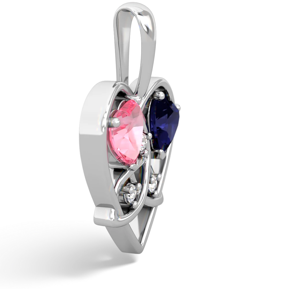 Lab Pink Sapphire Celtic Trinity Heart 14K White Gold pendant P5331