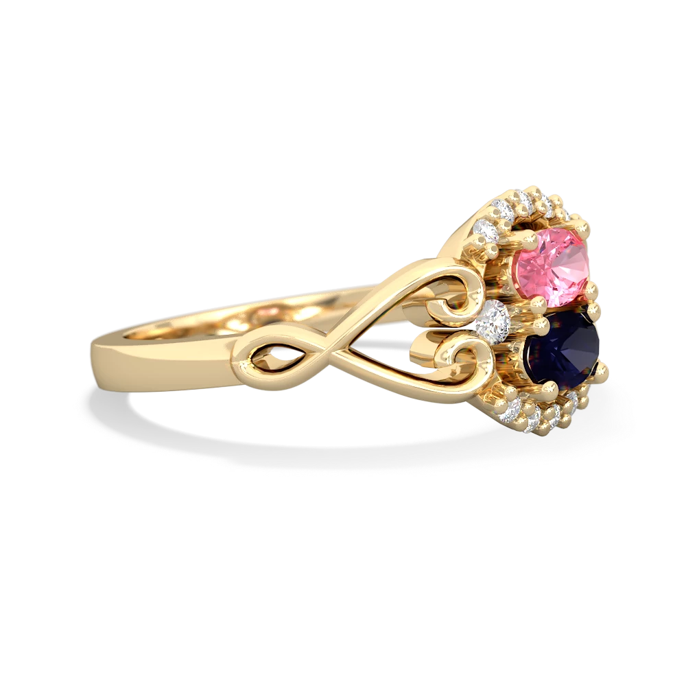 Lab Pink Sapphire Love Nest 14K Yellow Gold ring R5860