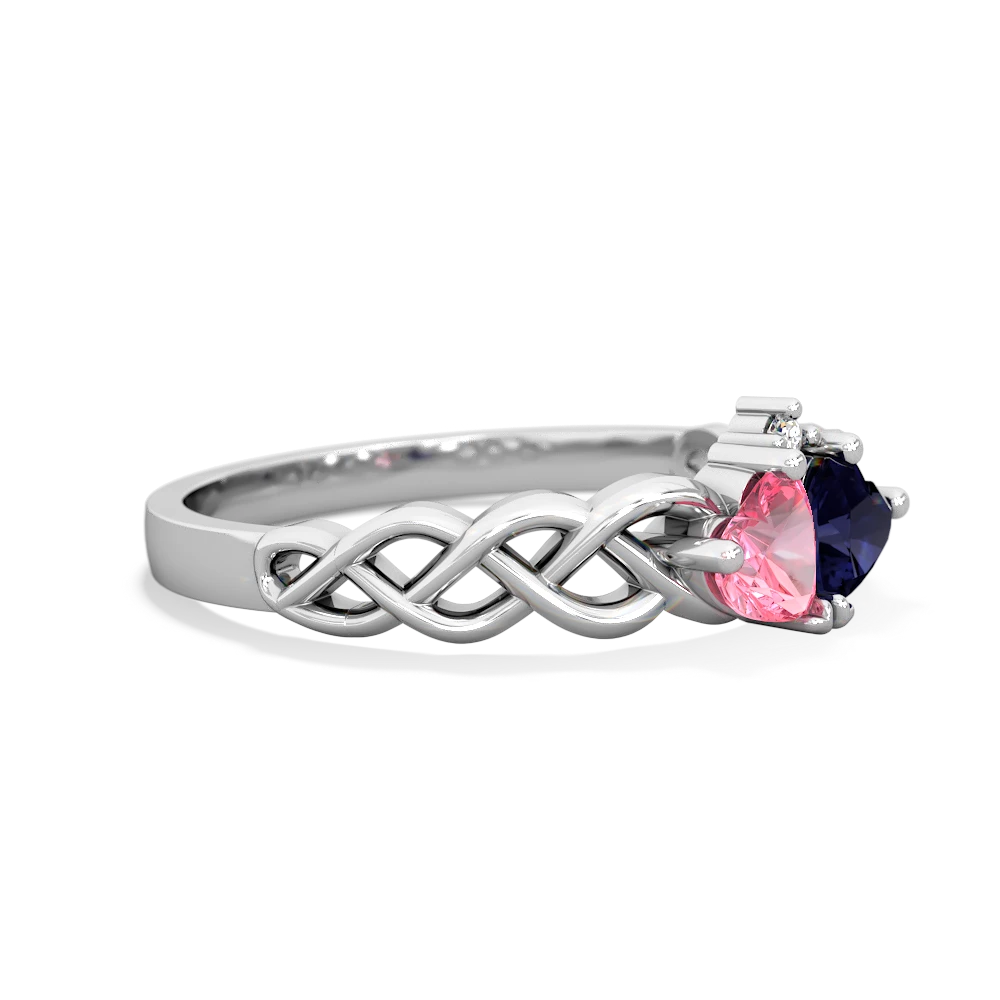 Lab Pink Sapphire Heart To Heart Braid 14K White Gold ring R5870