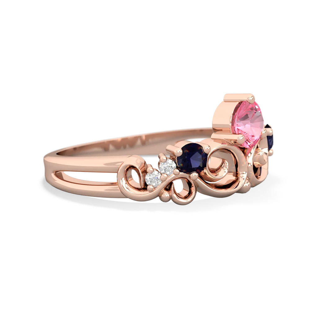 Lab Pink Sapphire Crown Keepsake 14K Rose Gold ring R5740