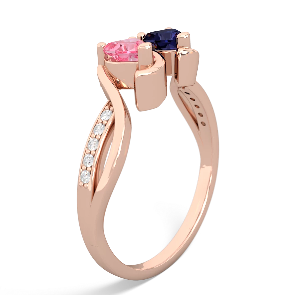 Lab Pink Sapphire Side By Side 14K Rose Gold ring R3090