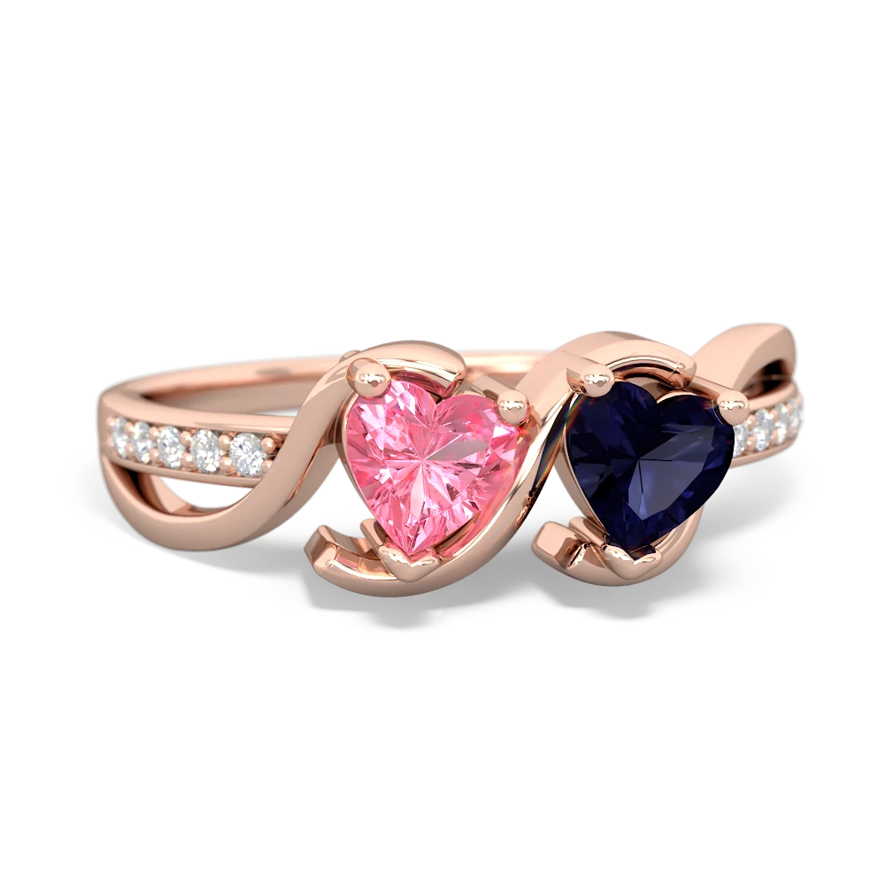 Lab Pink Sapphire Side By Side 14K Rose Gold ring R3090