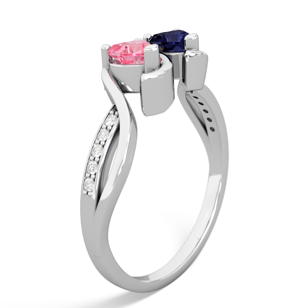 Lab Pink Sapphire Side By Side 14K White Gold ring R3090