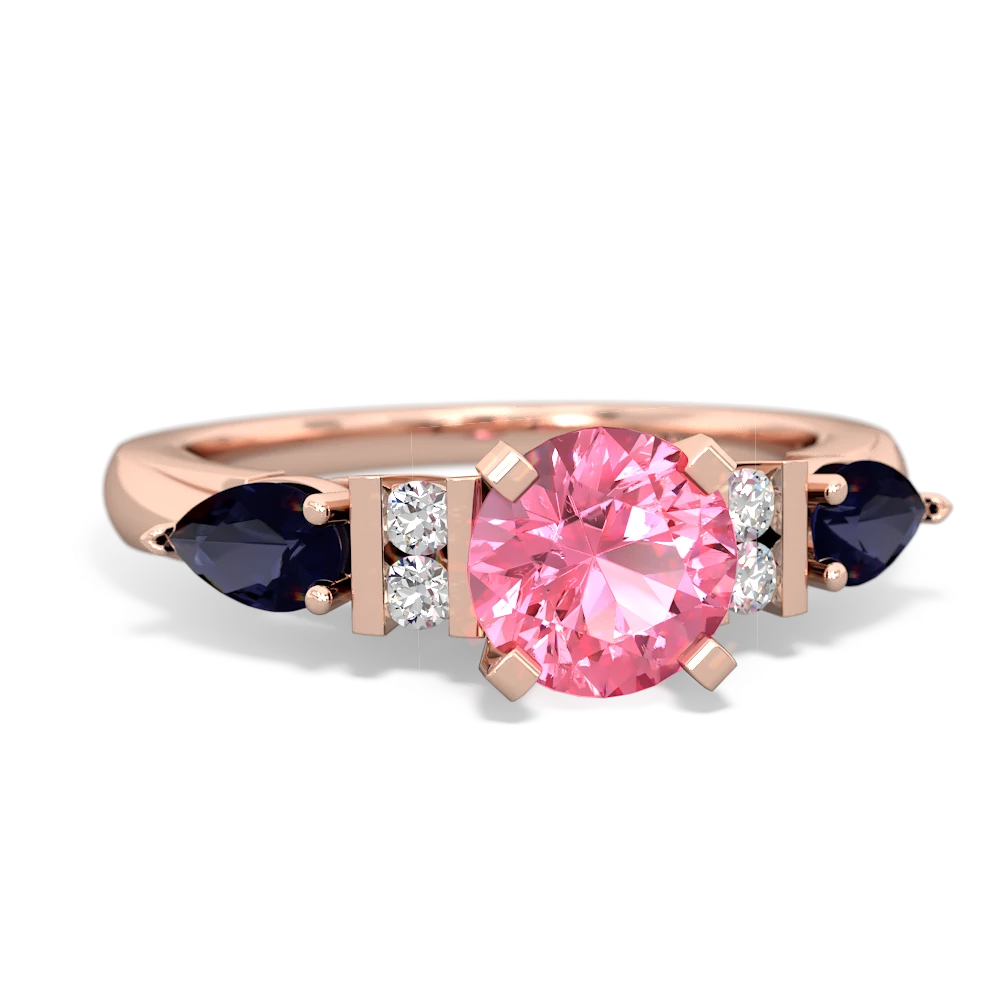 Lab Pink Sapphire 6Mm Round Eternal Embrace Engagement 14K Rose Gold ring R2005