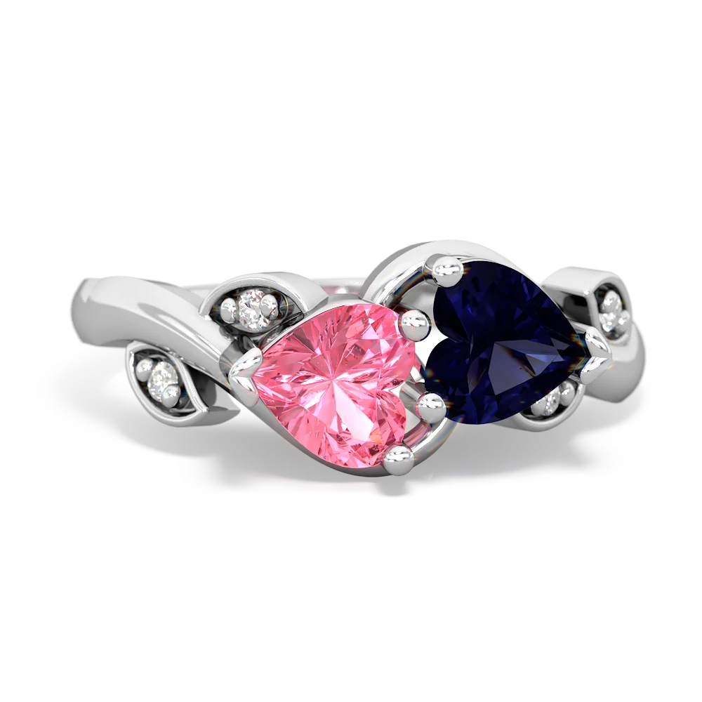 Lab Pink Sapphire Floral Elegance 14K White Gold ring R5790