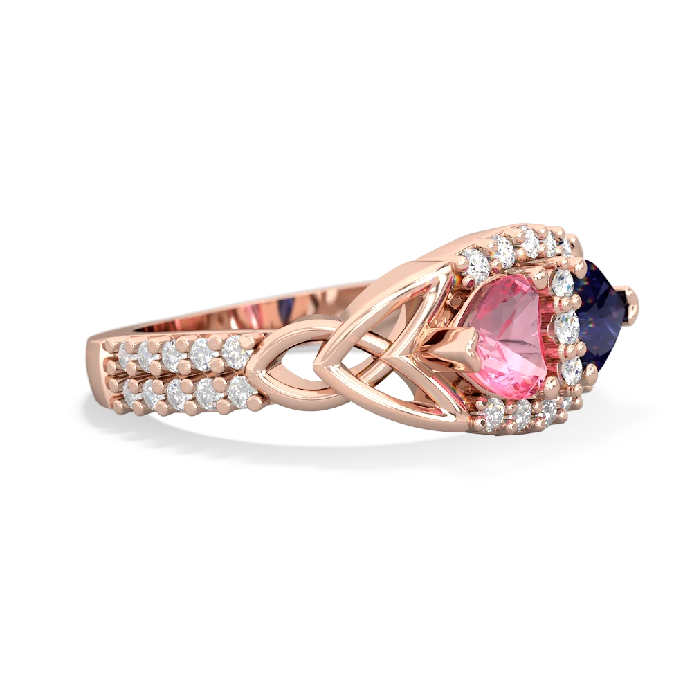 Lab Pink Sapphire Sparkling Celtic Knot 14K Rose Gold ring R2645