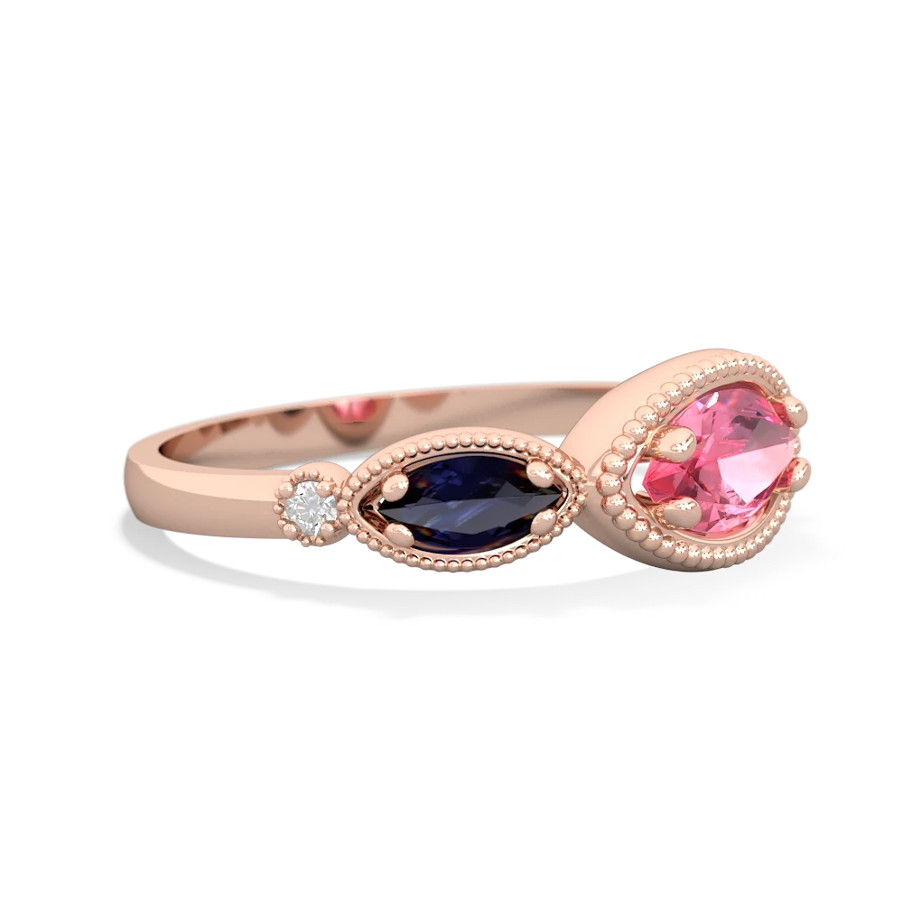 Lab Pink Sapphire Milgrain Marquise 14K Rose Gold ring R5700