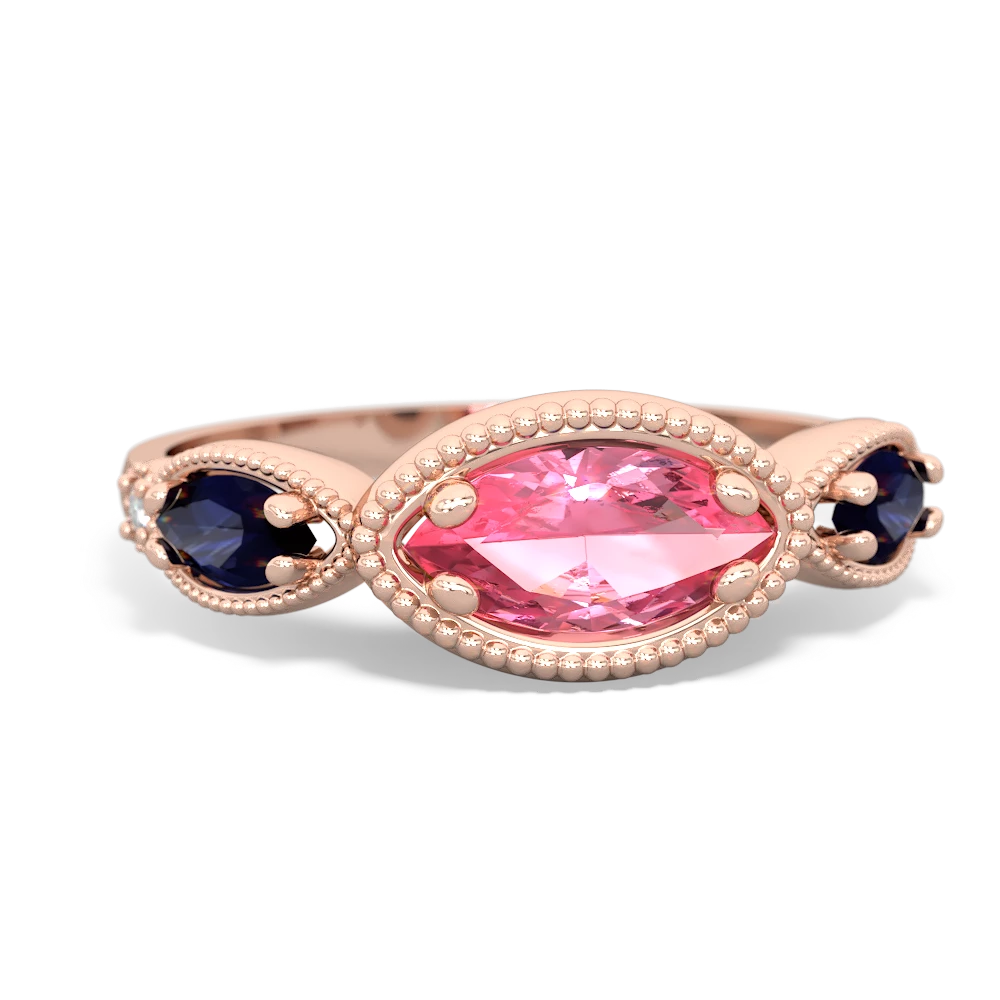 Lab Pink Sapphire Milgrain Marquise 14K Rose Gold ring R5700